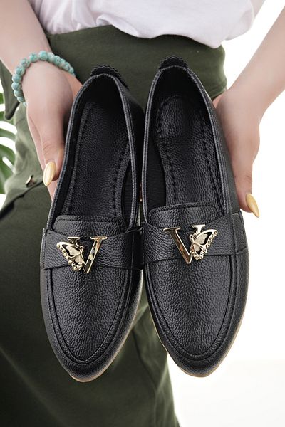 Modafırsat Women's Ballerina Black Stylish Home Business Office Casual Shoes