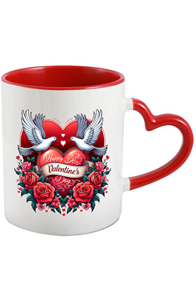 StoryGift Romania Cana cu inima inconjurata de trandafiri cu mesajul "Happy Valentine's Day", poru, Cu ,STG