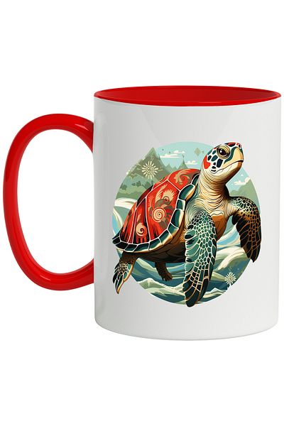StoryGift Romania Turtle Mug, Sky, Clouds, Ocean, Mountains, Multicolor 330 ml, Ceramic c, With ,STG