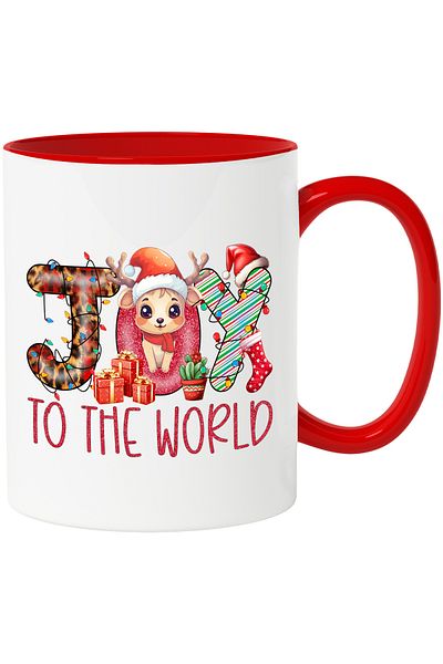 StoryGift Romania Mug with the message "Joy to the world", reindeer, Merry Christmas, illustration, winter, fall, With ,STG