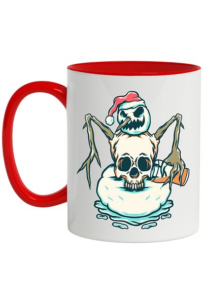 StoryGift Romania Snowman Mug, Skull, Beer, Monster, Multicolor 330 ml, Ceramic with Handles, With ,STG