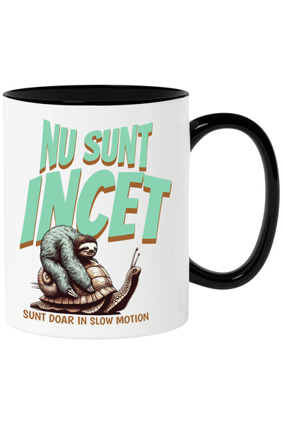 StoryGift Romania Mug Sloth Animal And Snail Funny Text I'm Not Slow Only In Slow Motion, 330ml, C, Cu,STG
