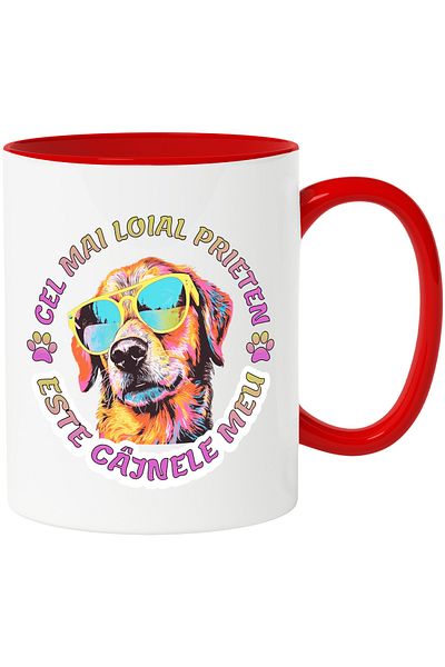 StoryGift Romania Mug Cane with sunglasses, MY MOST LOYAL FRIEND IS MY DOG, 330ml,, With,STG