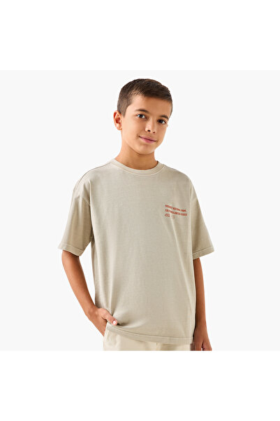 Juniors Graphic Print Crew Neck T-Shirt With Short Sleeves