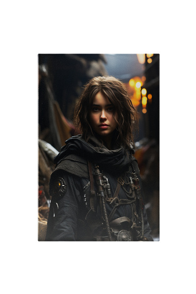 StoryGift Romania Tablou Canvas: Portret Fata Close-up Cu Par Brunet Esarfa Veche Tinuta De Razbonica Accesoriu