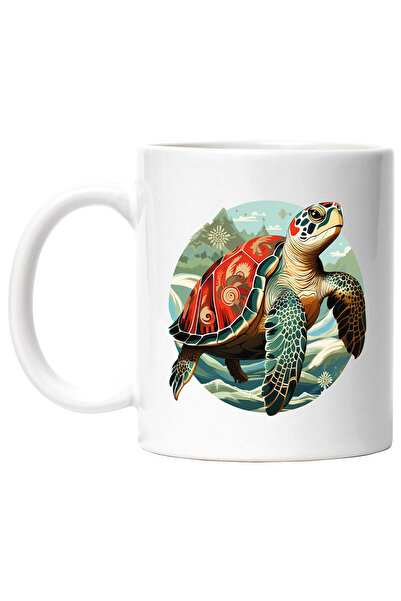 StoryGift Romania Cana Cu Broasca Testoasa, Cer, Nori, ocean, Munti, Multicolor 330 ml, Ceramica c, Cu ,STG