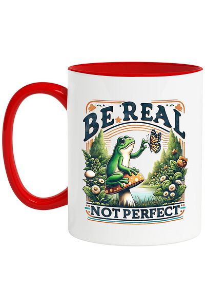 StoryGift Romania Mug with the message "Be real, not perfect", hippie style, culture, illustration, psych, With ,STG