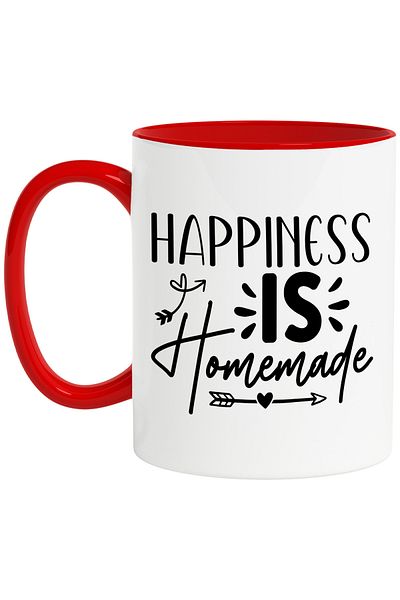 StoryGift Romania Mug with the text "Happiness is homemade" - happiness is "made" at home with Handle, With, STG
