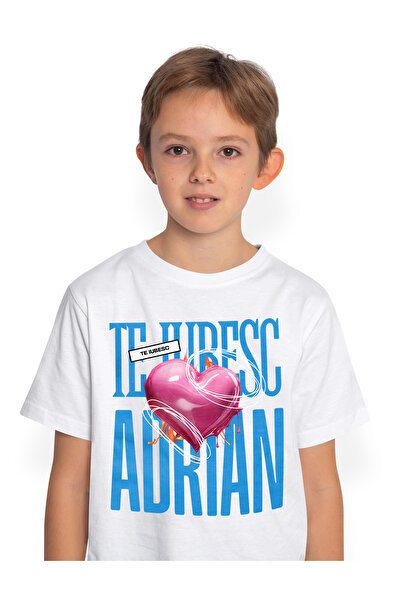 StoryGift Romania Tricou Copii Baieti Te Iubesc Adrian, Dragoste, Inima, Iubi...