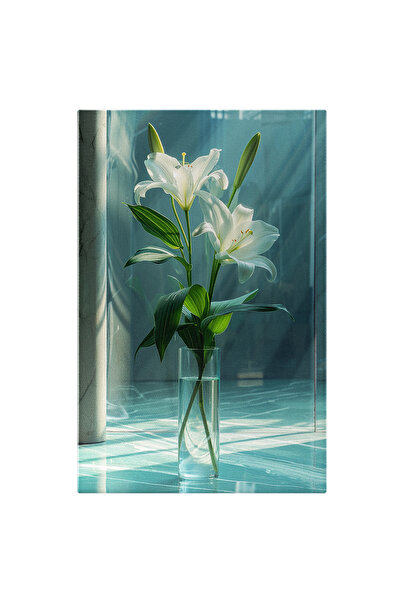 StoryGift Romania Tablou Canvas Flori De Lumină Petale Ce Luminează Drumul De Cristal Pahar Cu Flori , Pictura Di