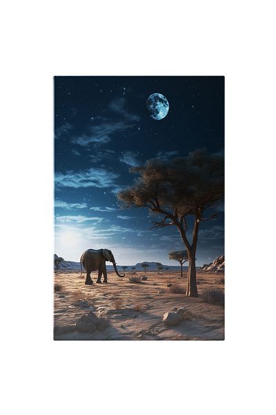 StoryGift Romania Tablou Canvas: Elefant Care Se Plimba Singur Prin Safari Pustiu Si Linistit Din Care Se Zarest