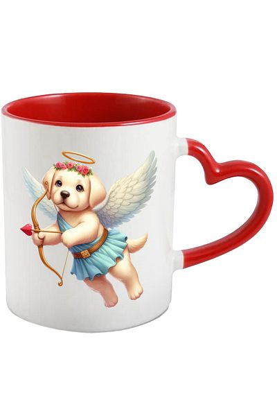 StoryGift Romania Mug with a Golden Retriever puppy shooting a bow | Cupid | illustration |, With ,STG