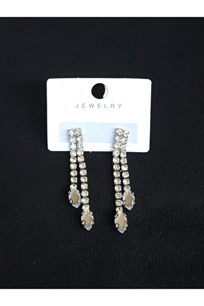 Avcıoğlu Aksesuar أقراط نسائية مكونة من صفين من الزركون والكريستال على شكل لو...