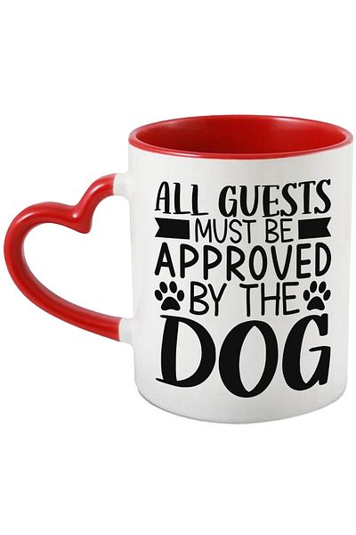 StoryGift Romania Mug with paws and the message "All guests must be dog approved" - an, Cu,STG