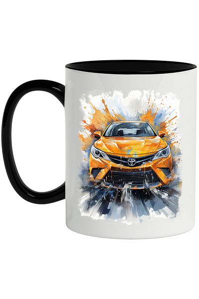 StoryGift Romania Mug With Toyota, Car, Road, Speed, Water, Multicolor 330 ml, Ceramic with Handle, With ,STG
