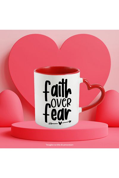 StoryGift Romania Heart mug for those who choose faith over fear with Heart Handle, With, STG