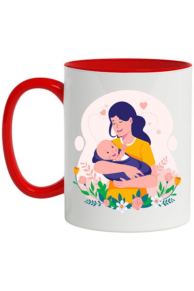 StoryGift Romania Mug With Baby, Blanket, Mother, Love, Family, Multicolor 330 ml, Ceramic with M, With ,STG