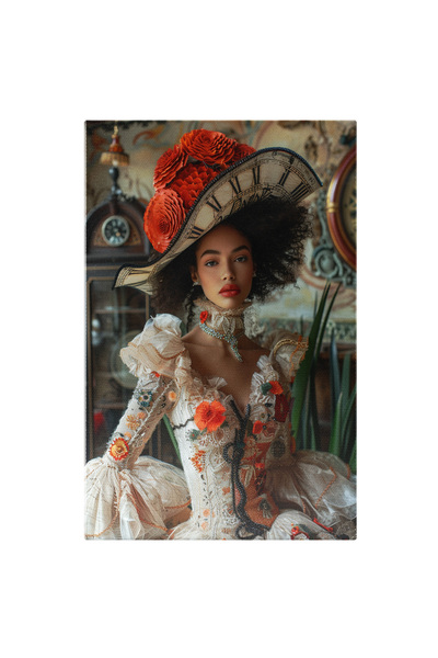 StoryGift Romania Tablou Canvas Tanara Domnita Creola Cu Parul Cret Si Palari...