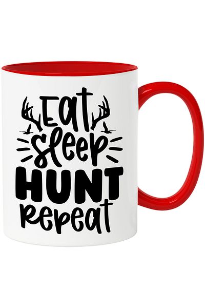 StoryGift Romania Mug with the text "Eat, sleep, hunt, repeat" - eat sleep hunt repeat with Mane, Cu,STG