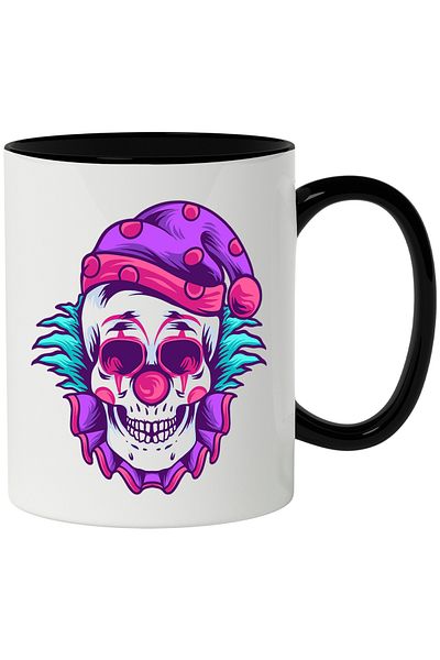 StoryGift Romania Mug With Skull, Fez, Wig, Clown, Costume, Horror, Multicolor 330 ml, Ceramic, With,STG