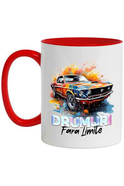 StoryGift Romania Mug With Message Roads Without Limits, Paint, Watercolor, Multicolor 330 ml, Ceramic, With ,STG