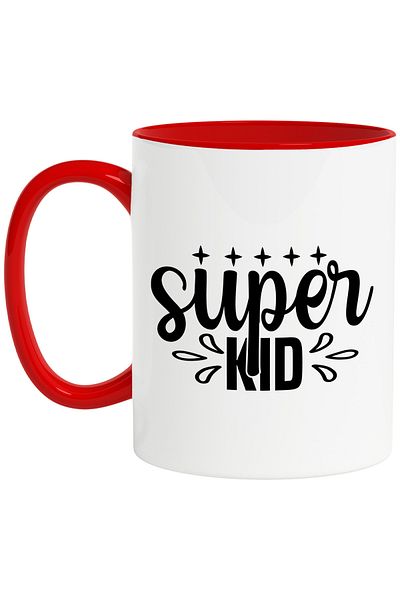 StoryGift Romania Mug for a good and obedient child with the message "Super kid" with Red Handle, With M,STG
