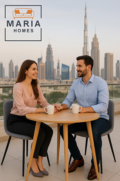 MARIA HOMES Modern Grey Fabric Dining Chair – Padded Upholstery with Black Metal Legs for Home or Office Use