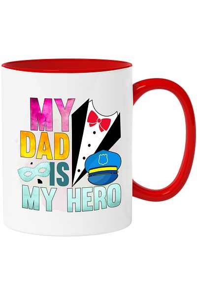 StoryGift Romania Mug with the message "My dad is my hero", dad, illustration, is a hero, mask, poly, With, STG