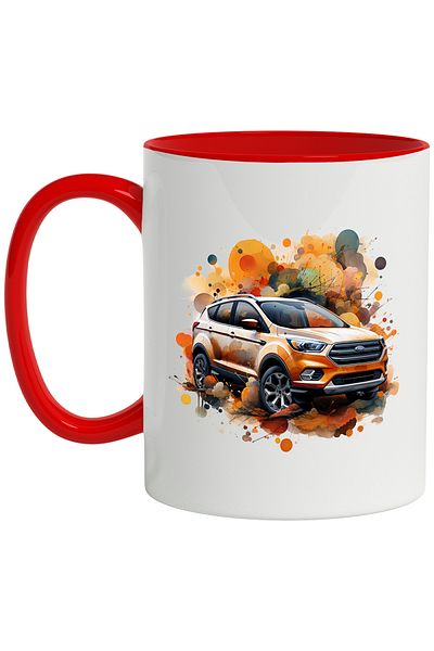 StoryGift Romania Mug With Car, Ford, Polka Dots, Watercolor, Wheels, Vehicle, Multicolor 330 ml, Ceramics, With ,STG