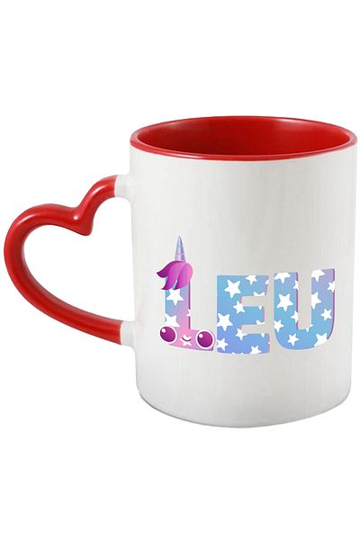 StoryGift Romania Mug With Name Leo, Unicorn, Princess, Fairytale, Cute, 330ml, Ceramic with Handle, With ,STG