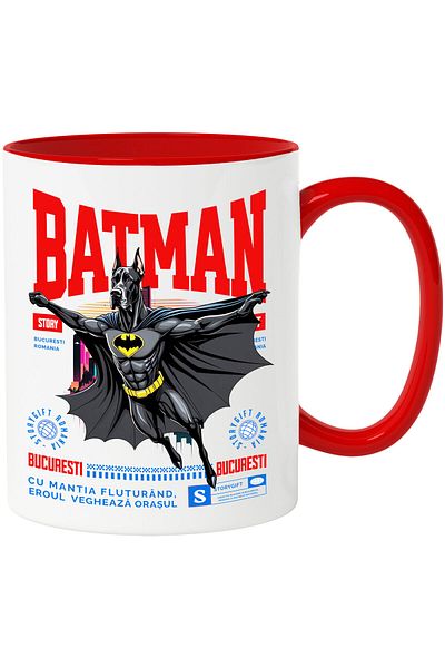 StoryGift Romania Mug with German Dog / Great DaneDog In Batman Costume with Cape, Hero Noctu, With ,STG