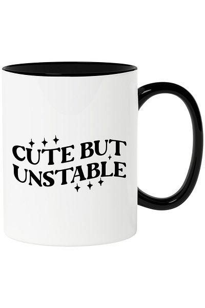 StoryGift Romania Mug with the text in English "Cute, but unstable" - cute, but unstable with, With, STG