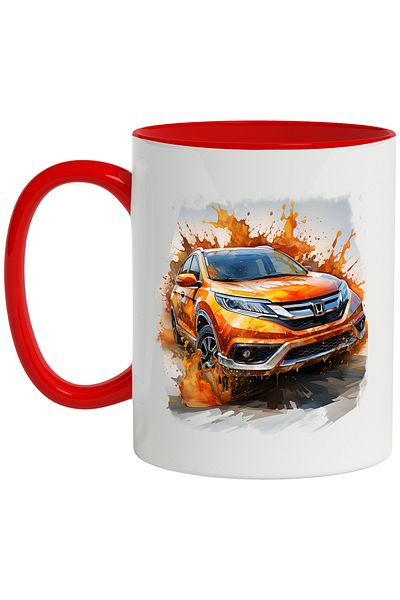 StoryGift Romania Mug With Car, Honda CR-V, Splash Paint, Transportation, Multicolor 330 ml, Ceramic, With ,STG