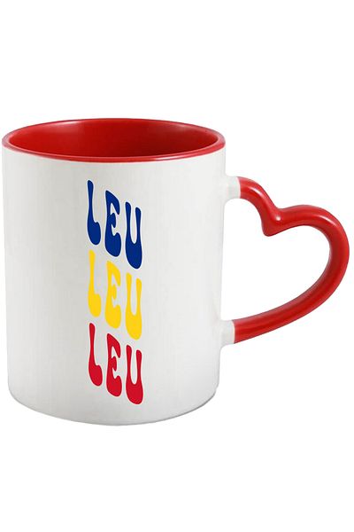 StoryGift Romania The Word Lion Mug, in the Colors of the Romanian Flag, Red, Yellow, Blue, Text, With, STG