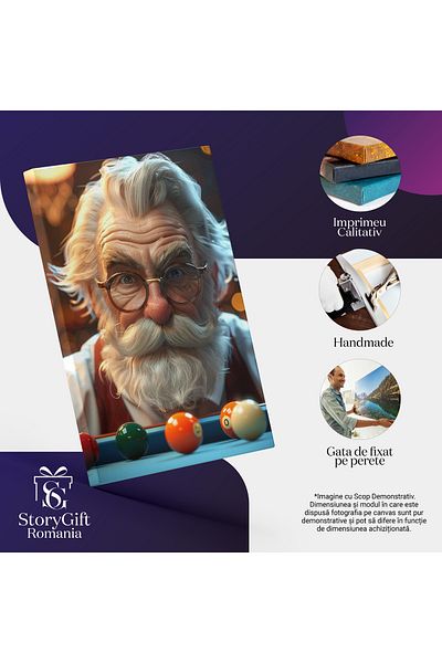 StoryGift Romania Tablou Canvas: Pasiunea Veșnică A Unui Om Bătrân - Maestrul Biliardului Pictura Digitala