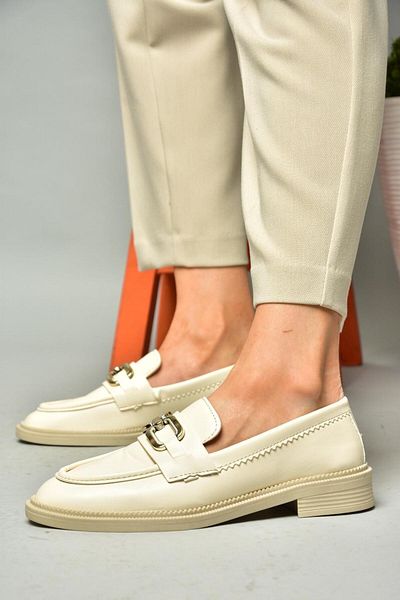 Fox Shoes S652910009 Beige Loafer Moccasin Women's Shoes