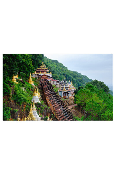 StoryGift Romania Tablou Canvas Pagode Si Templu Budist La Intrarea In Pinday...