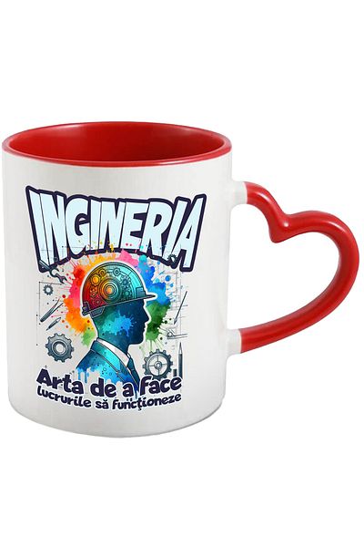 StoryGift Romania Mug Silhouette Man With Helmet Text Engineering, 330ml, Ceramic with Handle, With,STG