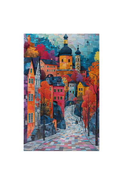 StoryGift Romania Tablou Canvas Amurgul Caleidoscopic Orașul Colorat Într-o Simfonie De Lumini Și Umbre , Pictura