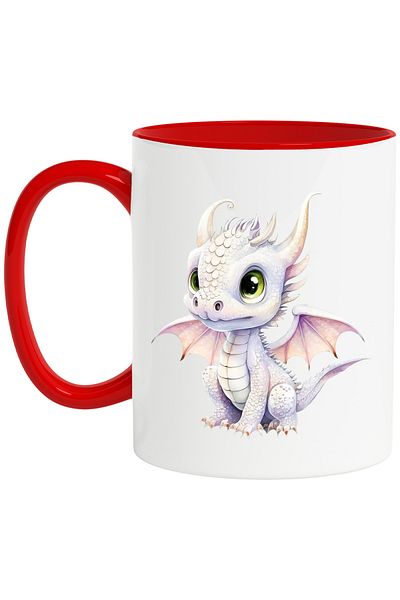 StoryGift Romania Mug with a baby dragon | illustration | shy | a little scared | for children | c, Cu ,STG