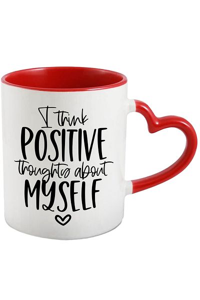 StoryGift Romania Heart mug for those who have positive thoughts about themselves with Heart Handle R, Cu, STG