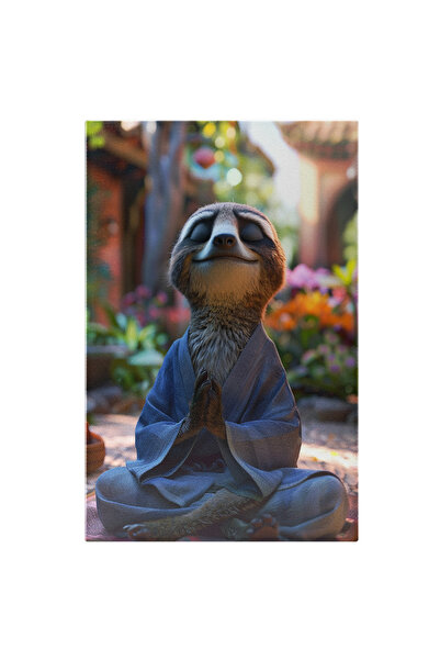 StoryGift Romania Tablou Canvas: Animalul Lenes Japonez In Kimono Albastru Me...