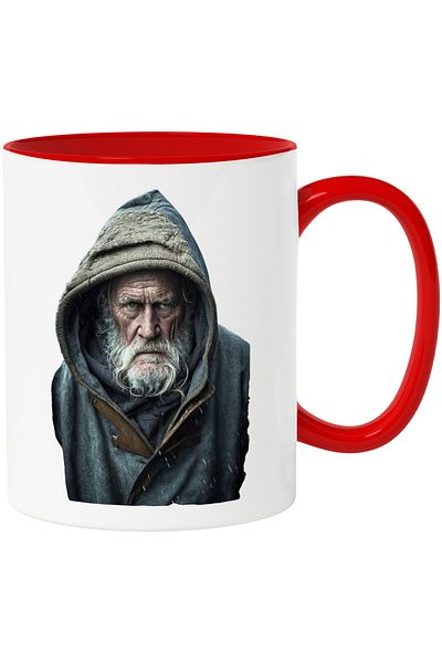 StoryGift Romania Mug With Man Looking Frowning, Angry, Old, Drawings, Ceramic, 330ml, , With ,STG