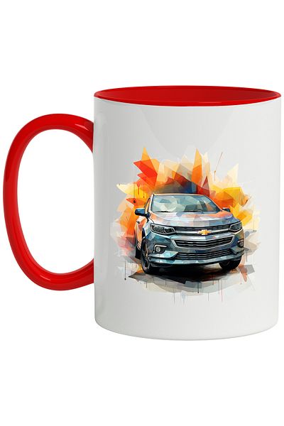 StoryGift Romania Chevrolet Orlando Car Mug, Mosaic, Geometric, Multicolor 330 ml, Ceramic, With ,STG