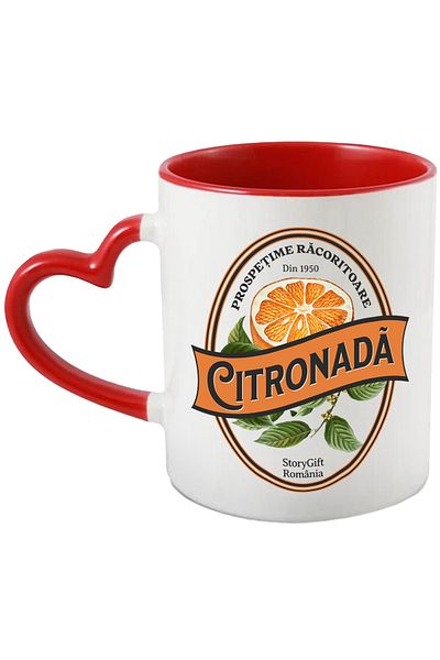 StoryGift Romania Natural Citronada Mug - refreshing lemonade freshness, 330ml, Ceramic with Ma, Cu, STG
