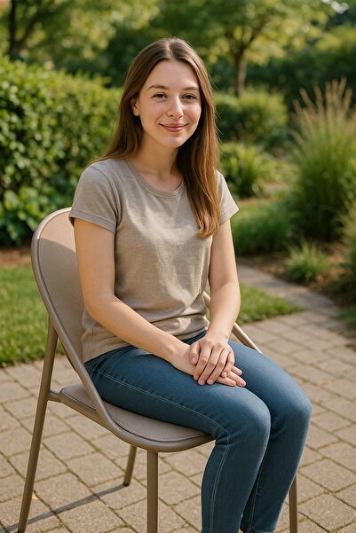 MARIA HOMES Modern Beige Mesh and Metal Frame Chair Stylish, Durable, Comfortable Seating for Indoor