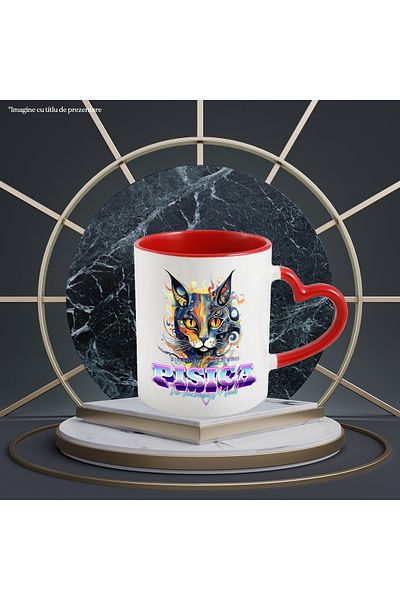 StoryGift Romania Mug With Message Symbol of Affection Cat Loves You Much, Multicolor 330 ml, Sky, With, STG