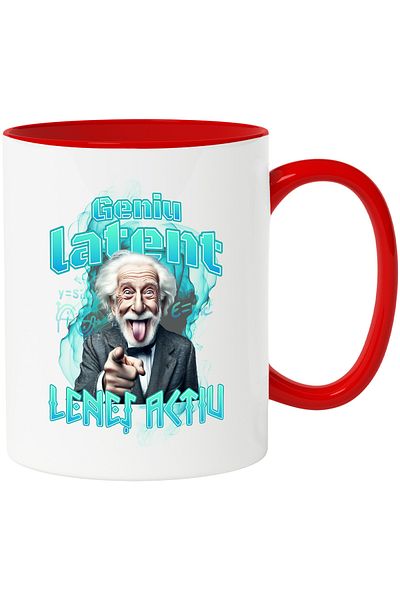 StoryGift Romania Lazy Latent Genius Mug, Math, Funny, 330ml, Ceramic with Red Handle, With Ma, STG
