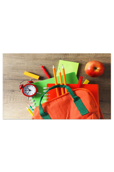 StoryGift Romania Tablou Canvas Concept De Educatie Scolara Cu Accesorii Scolare Rucsac, Studiu, Scoala, Tabla, C