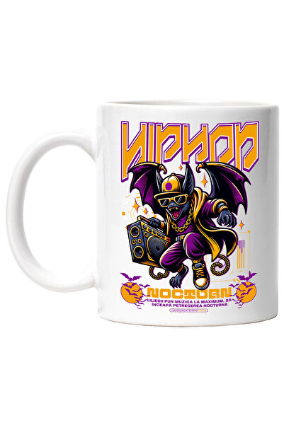 StoryGift Romania Cana Hip Hop nocturn liliac gangster cu boxa distractie, 330ml, Ceramic cu Maner, Cu ,STG